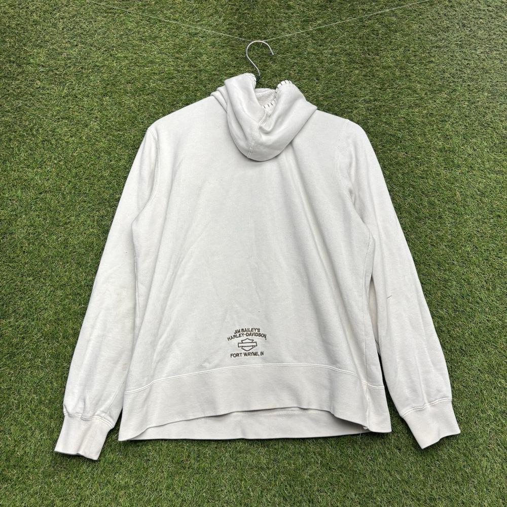 Harley Davidson Hoodie Womens Large Pullover  Sweatshirt White Embroidered Y2K - Picture 2 of 13